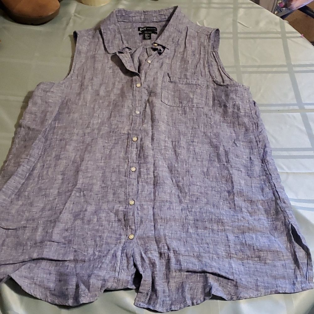 100% Linen Pretty Sleeveless Linen Top from JNY